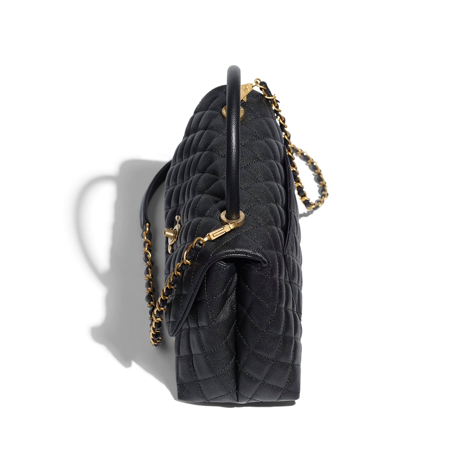 Chanel Small Flap Bag With Top Handle Black-SiLouis Vuittoner | AlmaBagz