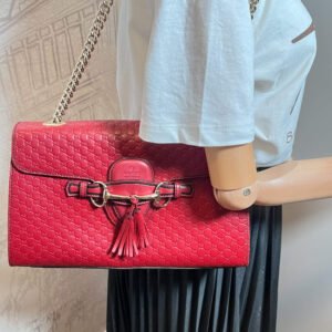 Emily Guccissima Red Leather Chain Shoulder Bag | AlmaBagz