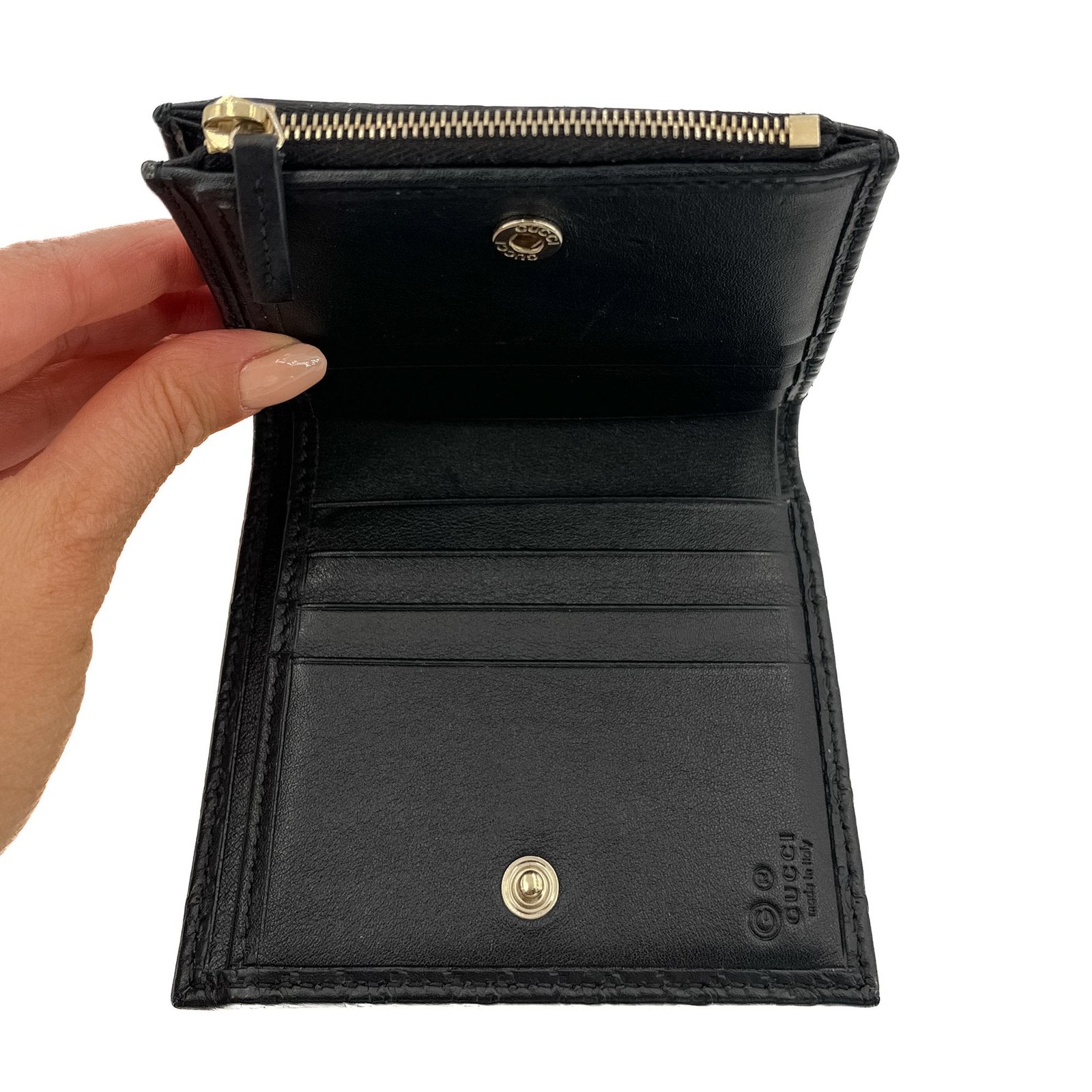 Envelope Guccissima Leather Black Wallet | AlmaBagz - Image 8