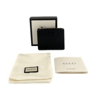 Envelope Guccissima Leather Black Wallet | AlmaBagz