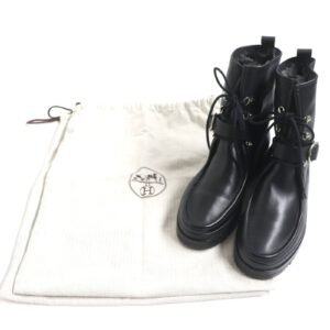 HERMES boots Main: Leather black mens 39.5 Used | AlmaBagz