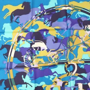 HERMES scarf Main: 100% silk CANARD/TURQUOISE/VIOLET Bookplate Carre90 Women Used | AlmaBagz