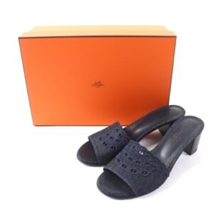 HERMES Sandals denim Indigo Gladys 45 38 | AlmaBagz