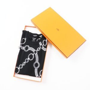 HERMES Short sleeve T-shirt 2E4600D2 cotton Black White Nadge Chain 34 | AlmaBagz