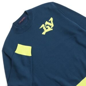 LOUIS VUITTON knit HNN02W wool Blue yellow M | AlmaBagz