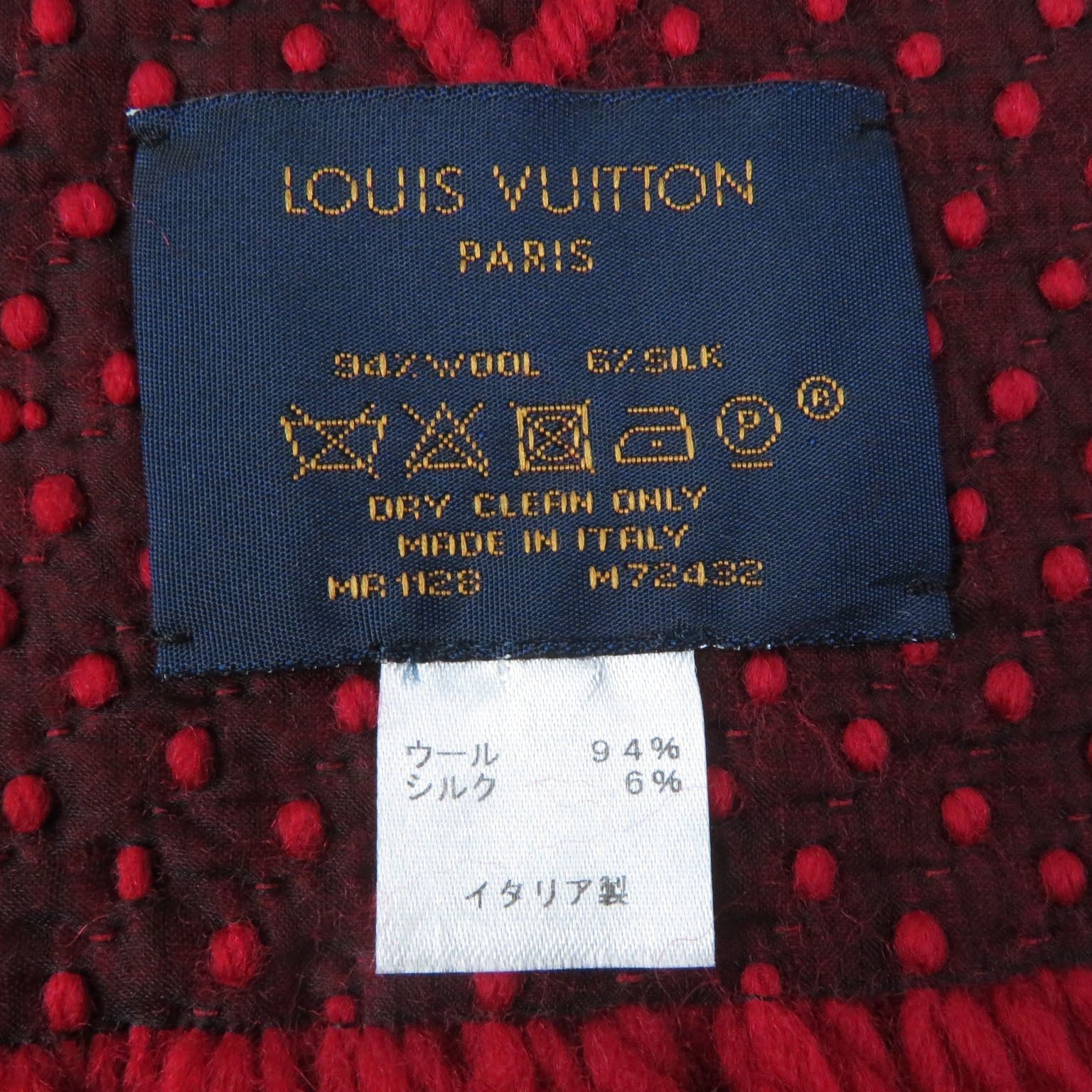 LOUIS VUITTON Scarf M72732 Main: 94% wool, Main: 6% silk Ruby Escalp Logo Mania Women Used | AlmaBagz - Image 5