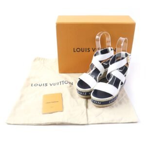 LOUIS VUITTON Sandals leather white Boundary Line 37.5 | AlmaBagz