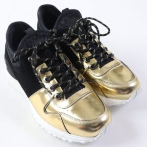 LOUIS VUITTON Low cut sneakers Main: Leather, Main: Suede Black gold Runaway line mens 5 Used | AlmaBagz