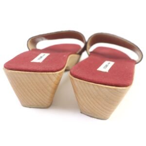 HERMES Sandals canvas Bordeauxtype Wood sole stripe Margiela period vintage 35 | AlmaBagz