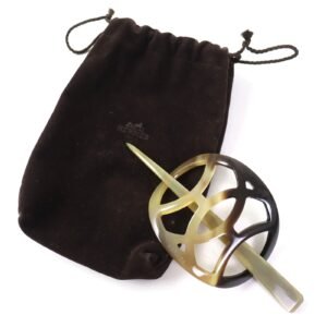 HERMES hair accessory Buffalo horn Beige brown Rocaille | AlmaBagz