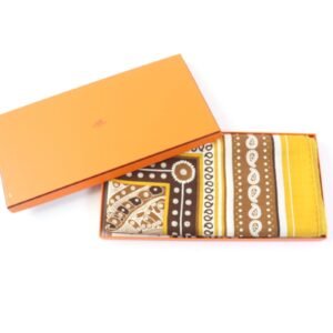 HERMES scarf cashmere Yellow brown Carre140 SELLE DE DIGNITAIRE Saddle of the Dignitary | AlmaBagz