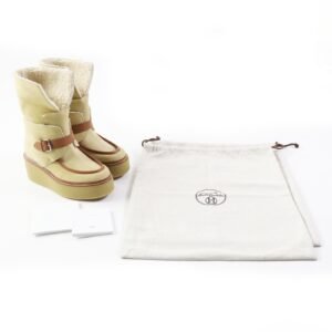 HERMES short boots Veau Veroy Calfskin Beige Palomino Emisfer 35 | AlmaBagz