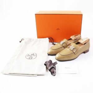 HERMES loafers 172108ZF6355 leather beige Moccasins Paris Constance 35.5 | AlmaBagz