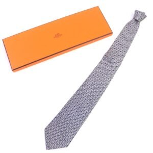 HERMES tie 005367T-02 silk blue Clavat | AlmaBagz