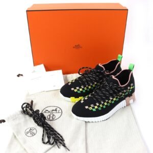 HERMES sneakers knit Black multicolor 35 1/2 | AlmaBagz