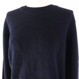 HERMES knit 4E2604D1 cashmere Dark navy 42 | AlmaBagz