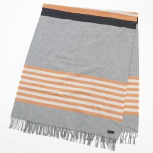 HERMES Scarf Main: 100% cashmere, part: leather Gray type Orange mens Used | AlmaBagz