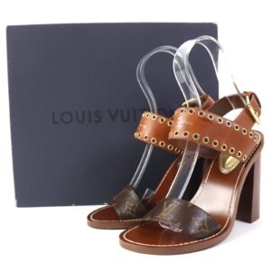 LOUIS VUITTON Sandals 1A642L leather Brown passenger line 38 1/2 | AlmaBagz