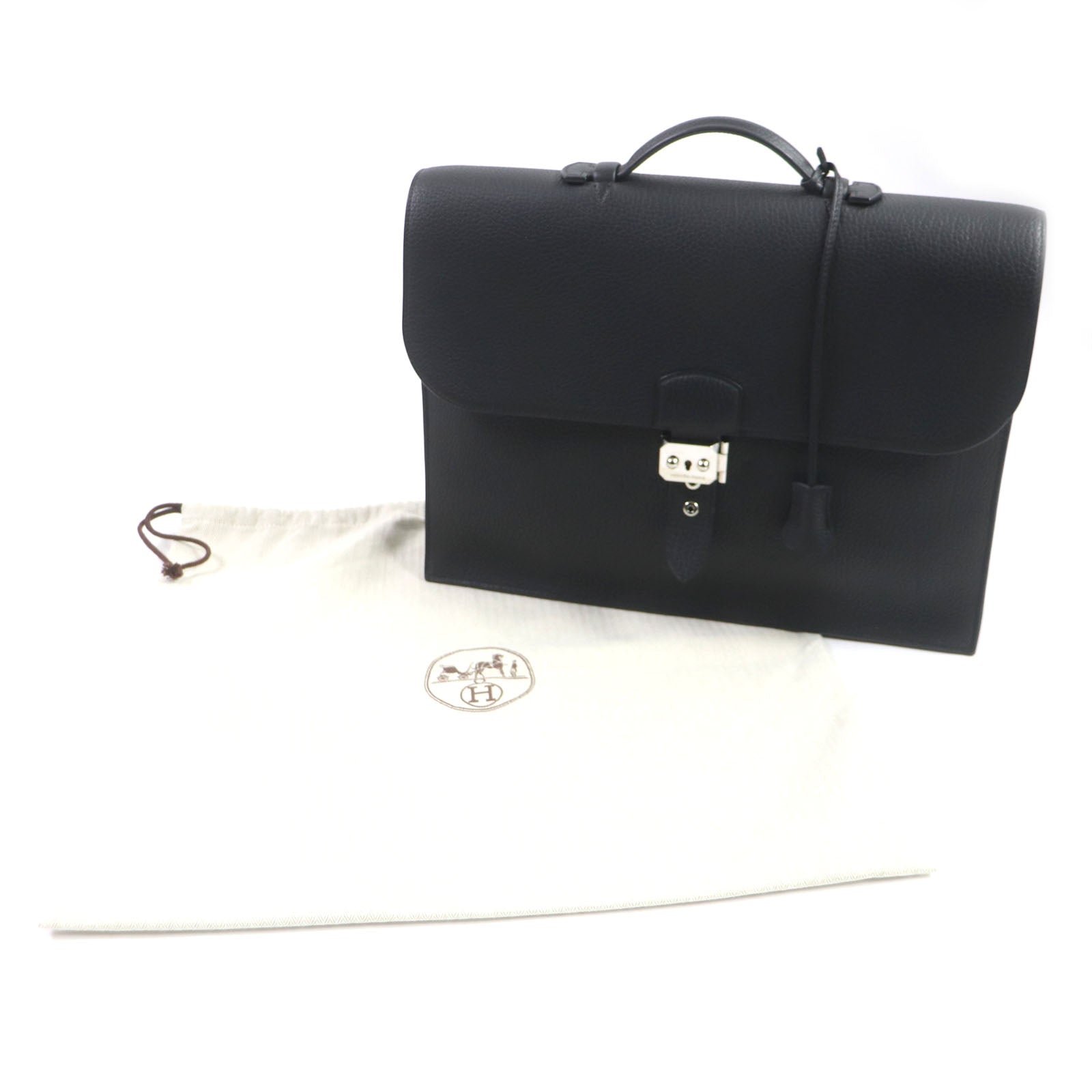 HERMES Briefcase Togo black Sac Adepeche 38 mens Used | AlmaBagz
