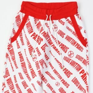 LOUIS VUITTON Pants Rayon Red white Slant Signature Jacquard Jogging Pants XS | AlmaBagz