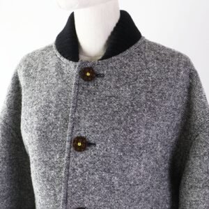 LOUIS VUITTON Blouson 1ACIVZ wool Black White tweed varsity jacket 36 | AlmaBagz