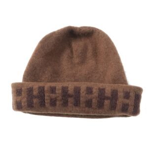 HERMES Knit cap cashmere Brown | AlmaBagz