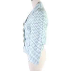 LOUIS VUITTON blazer Rayon Light blue Tweet Jacket Chevron stripe decorative buttons 34 | AlmaBagz