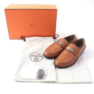 HERMES loafers leather Brown Moccasin Destan 35.5 | AlmaBagz