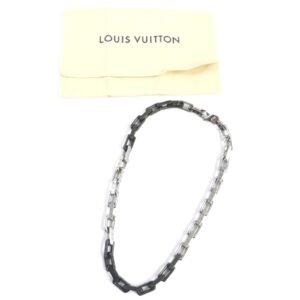 LOUIS VUITTON Necklace M00677 metal Black Silver Monogram Collier MNG Chain | AlmaBagz