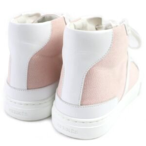 HERMES High cut sneakers Canvas leather White pink Daydream 36.5 | AlmaBagz