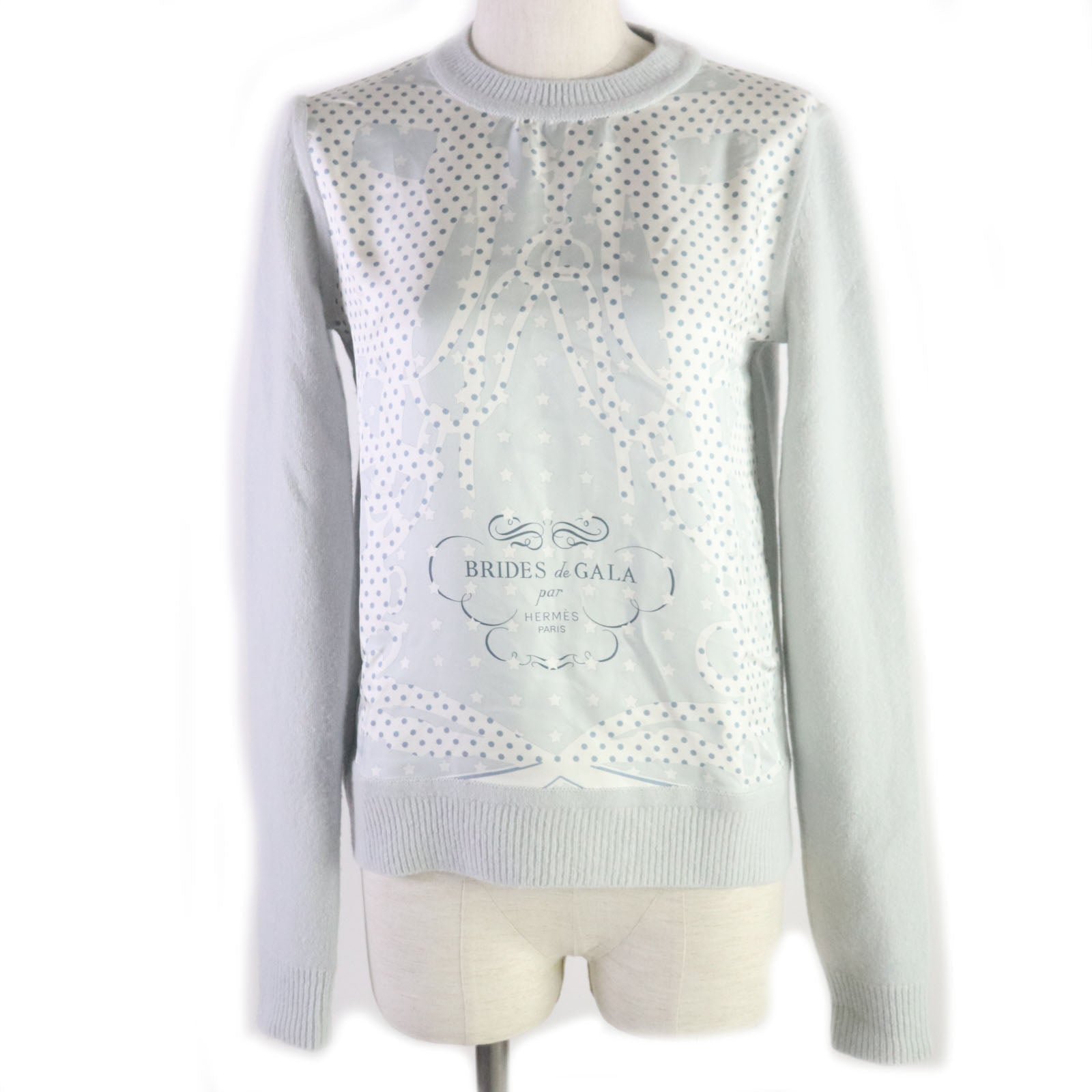 HERMES knit silk Ice blue Brides de Gala 34 | AlmaBagz - Image 10
