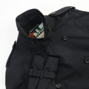 GUCCI trench coat 572881 Outer: 67% cotton, Outer: 33% polyamide (nylon), Part: 100% leather, Lining: 68% rayon, Lining: 32% silk, Lining: 100% silk black mens 42 Used | AlmaBagz