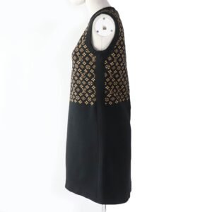 LOUIS VUITTON one piece 1ABYKG silk Black brown XS | AlmaBagz