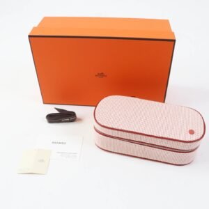 HERMES Cosmetics Pouch cotton Orange red Escal | AlmaBagz