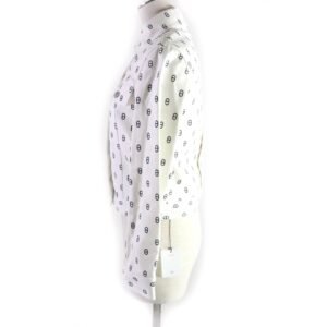 HERMES Denim Jacket Outer: 98% cotton, Outer: 2% polyurethane, Part: leather, Lining: 100% cotton White navy Women 40 Used | AlmaBagz