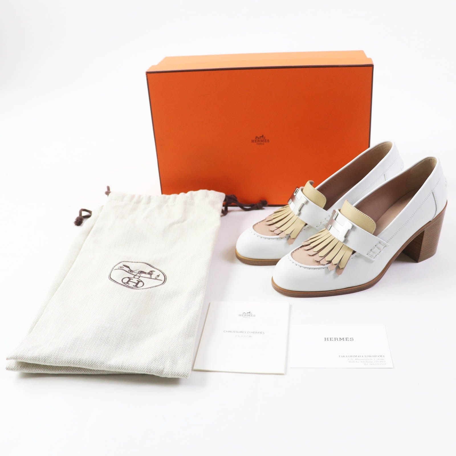 HERMES pumps leather White beige Constance Elysee 70 35.5 | AlmaBagz