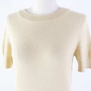 HERMES Short sleeve knit 06-7700 cashmere beige 36 | AlmaBagz