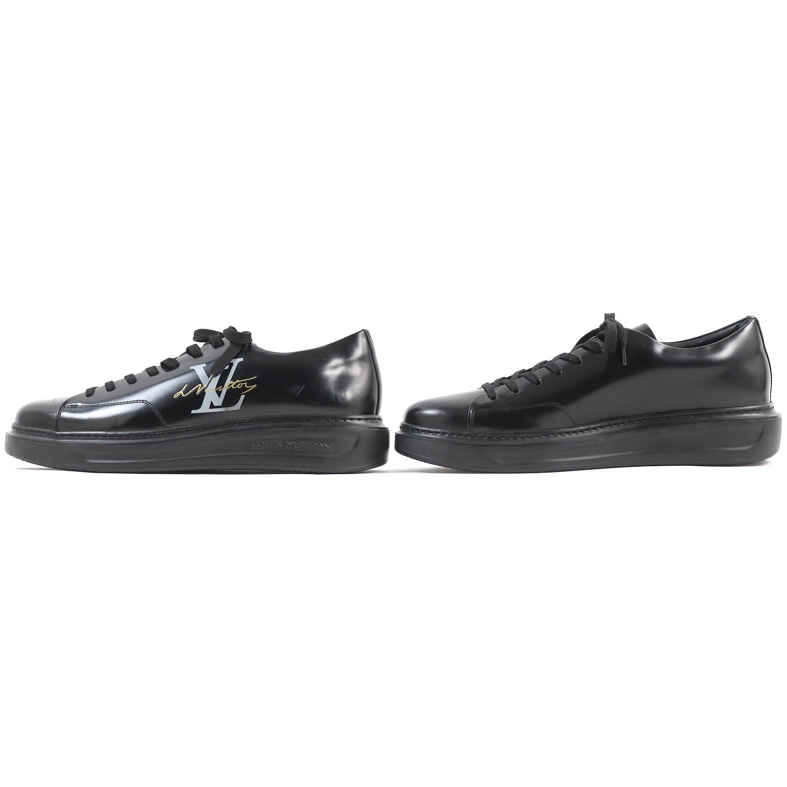 LOUIS VUITTON sneakers Main: Leather black Beverly Hills Line mens 8.5 Used | AlmaBagz