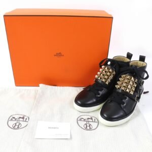 HERMES High cut sneakers Main: Leather black Lenox Collier de Sian Women 36.5 Used | AlmaBagz