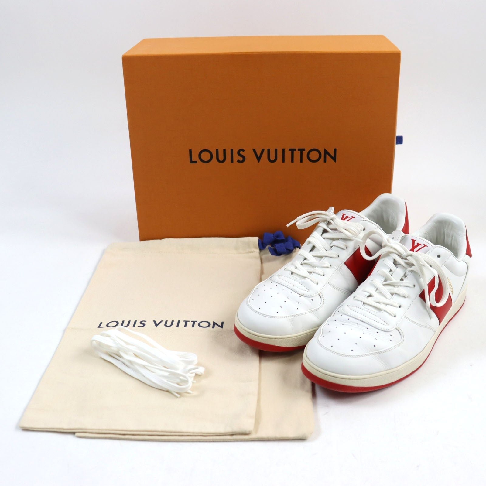 LOUIS VUITTON sneakers 1A5YOL Main: Leather White red Rivoli Line mens 8.5 Used | AlmaBagz