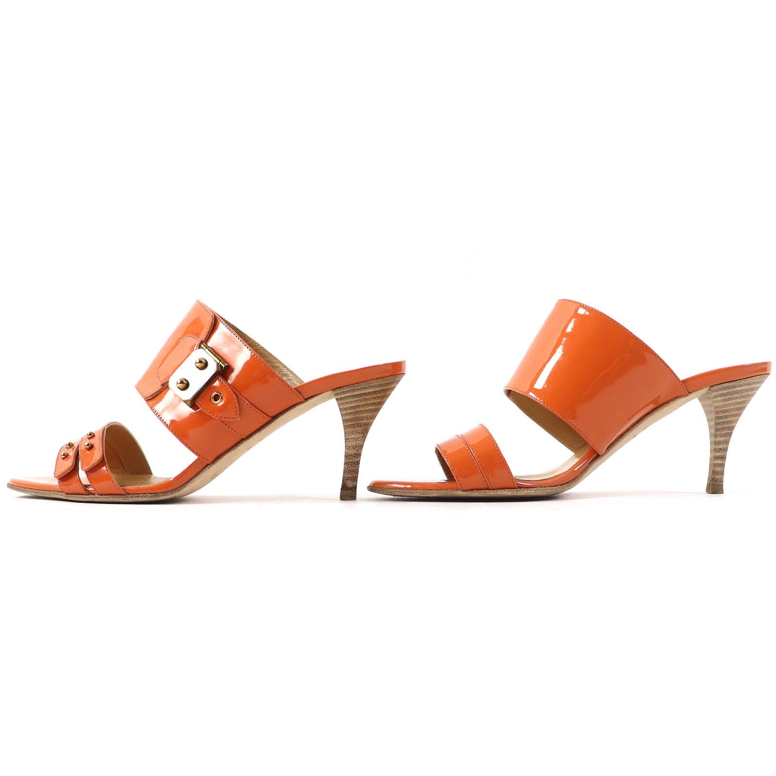 HERMES Mule Patent leather Orange 36 | AlmaBagz