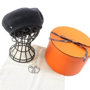 HERMES beret wool Charcoal gray Saint Honoré 58 | AlmaBagz