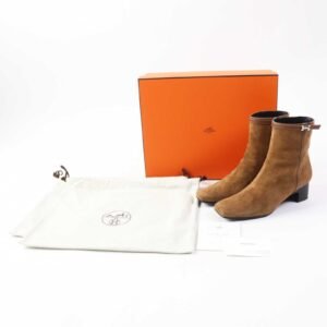 HERMES Ankle boots BL232082Z Main: suede, part: leather Brown Women 38 Used | AlmaBagz