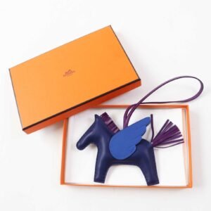 HERMES Bag charm Anyo Miro Blue Saphir Violet Blue France Rodeo Pegasus MM | AlmaBagz