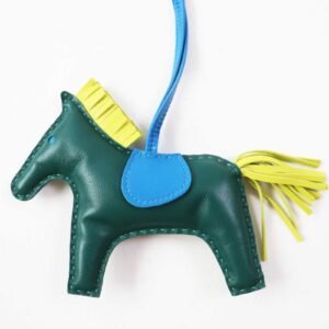 HERMES Bag charm Anyo Miro Malachite Lime Blue Sanzibar Rodeo Charm MM | AlmaBagz