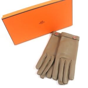 HERMES gloves Lamb leather beige 7 | AlmaBagz