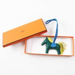 HERMES Bag charm Anyo Miro Malachite Lime Blue Zanzibar Rodeo Charm PM | AlmaBagz