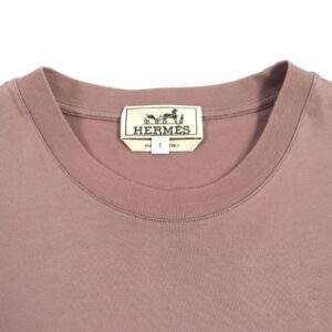 HERMES Short sleeve T-shirt cotton Smoky Pink Dark Gray S | AlmaBagz