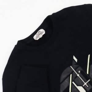 HERMES sweat cotton black Chevaux en Symmetry M | AlmaBagz