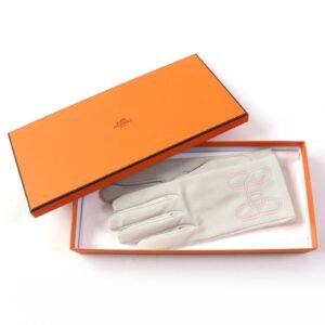 HERMES gloves leather Light gray Chene Dunkle 7.5 | AlmaBagz